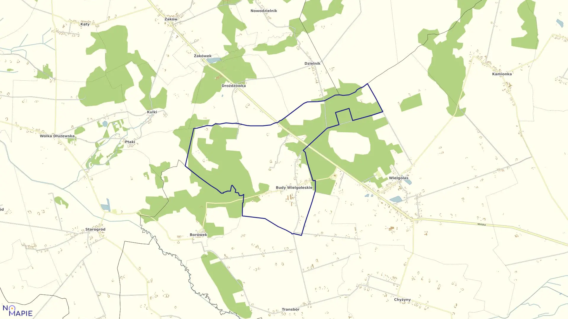 Mapa obrębu BUDY WIELGOLESKIE w gminie Latowicz